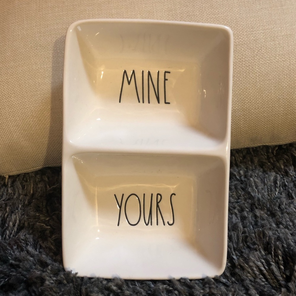 Rae Dunn Double Compartment  Mine Yours Dish NWOT